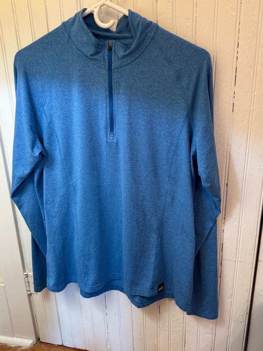 REI Men's Heathered Sky Blue Quarter-Zip Performance Pullover